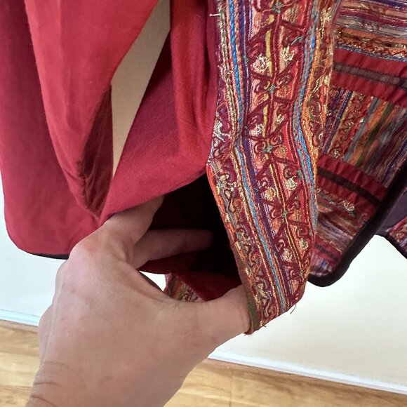 Coldwater Creek Womens Red Embroidered Jacket Large Pockets Ethnic Cotton - Picture 7 of 11